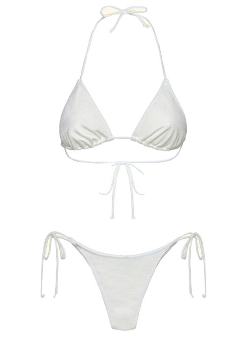 Bikini Triangolo con Slip Regolabile Bianco