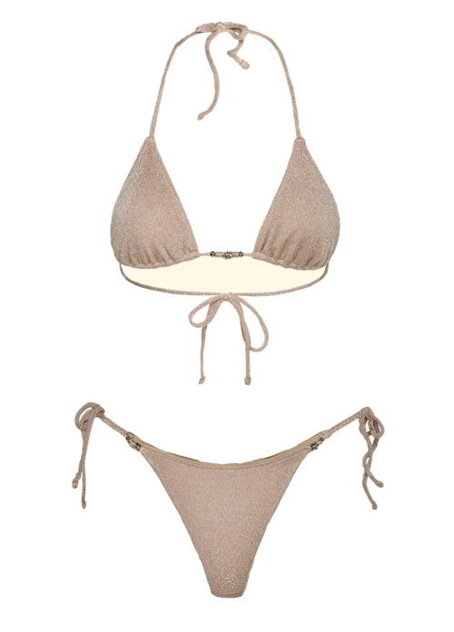 Bikini Triangolo con Slip Regolabile Gold