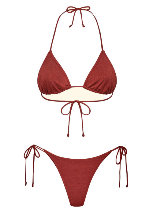 Bikini Triangolo con Slip Regolabile Ruggine